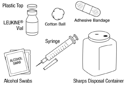 Gather supplies needed for an injection - Illustration