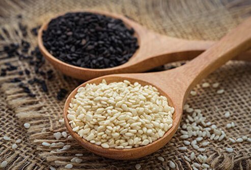 Despite their tiny size, sesame seeds contain up to 20% protein and lots of fiber.