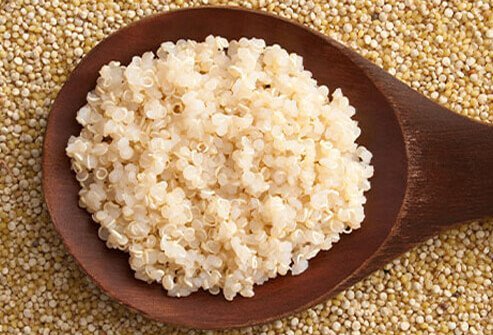 Quinoa has a remarkably high protein content (15%, or 8 grams per cup), along with amino acids, and vitamin E.