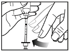 Before you take the needle out of the vial, check the
syringe for air bubbles - Illustration