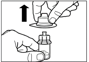 Keep the plunger pressed and shake the
vial - Illustration