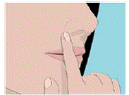 Hold SITAVIG in place by applying a slight
pressure with your finger on the outside of your upper lip, over the area where
SITAVIG is placed, for 30 seconds. This will help SITAVIG stick to your gum - Illustration