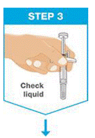 Place the white needle sleeve straight (90° angle) against the raised injection site - Illustration