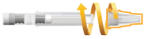 Screw the needle straight on the cartridge by
turning clockwise until there is a tight fit - Illustration