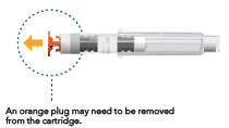 If you cannot insert the cartridge, check if an orange
plug is still attached to the cartridge - Illustration