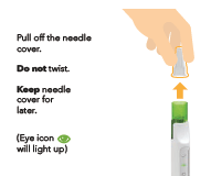 Pull off the needle cover (see Figure P). The green
eye icon - Illustration