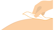 Clean the injection site with an alcohol wipe - Illustration