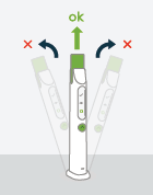 Auto-Injector is
not in an upright position, mixing or air removal will pause - Illustration