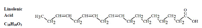 Linolenic acid - Structural Formula Illustration