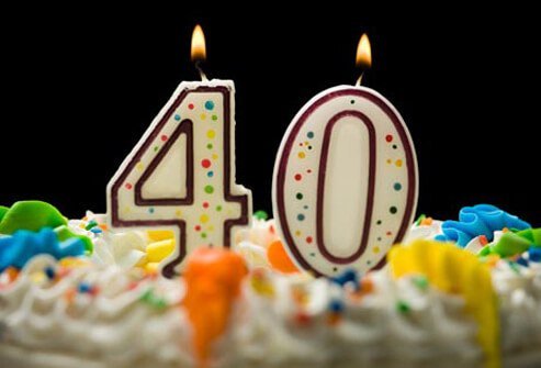 Photo of fortieth birthday cake candles.