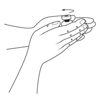 Gently roll the vial to dissolve the powder into a solution - Illustration