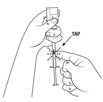 Tap the insulin syringe barrel until the bubbles rise to the top - Illustration