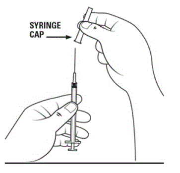 Remove the cap from the diluent syringe - Illustration