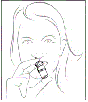 Hold the SPRIX bottle upright and aim the tip toward
the back of your nose - Illustration