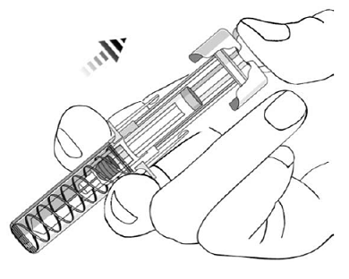 After injection, maintain the pressure on the PLUNGER
    HEAD and remove the needle from the skin - Illustration