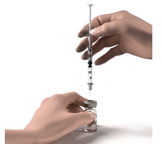 Push the needle through the rubber stopper - Illustration