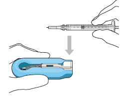 Align and lower the syringe into the
carrier - Illustration