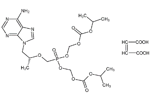Tenofovir Disoproxil Fumarate - Structural Formula  - Illustration