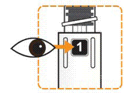 Holding your thumb down on the button and then slowly count to 5 to deliver the full dose of the medicine - Illustration