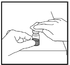 Clean the top of the growth hormone vial - Illustration