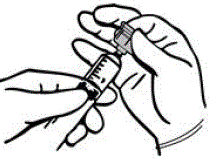 Remove the syringe from the transfer device by turning syringe counterclockwise - Illustration