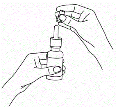 Remove the clear plastic dust cap from the spray pump tip of the bottle - Illustration