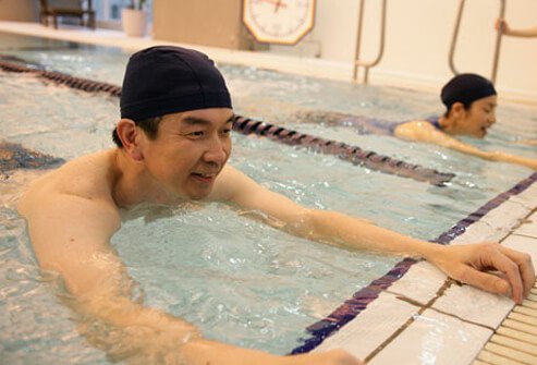 Photo of a man swimming.
