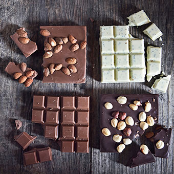 A variety chocolate bars.