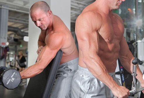 A super set of tricep and bicep exercises.