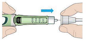 Grip the widest part of the outer needle cap - Illustration