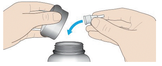 Throw away the used needle in a puncture resistant
container - Illustration