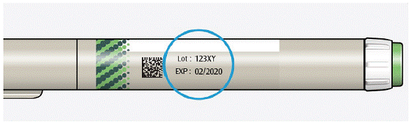 Do not use your pen after the expiration date
printed on the label - Illustration