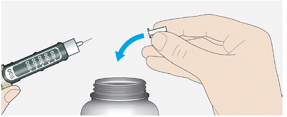 Pull off the inner needle cap and throw away - Illustration