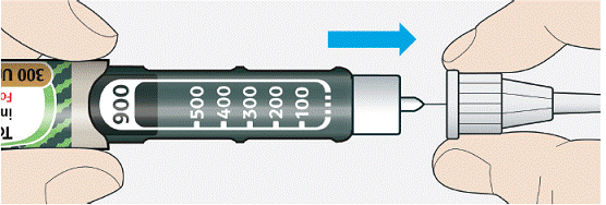 Grip the widest part of the outer needle cap - Illustration