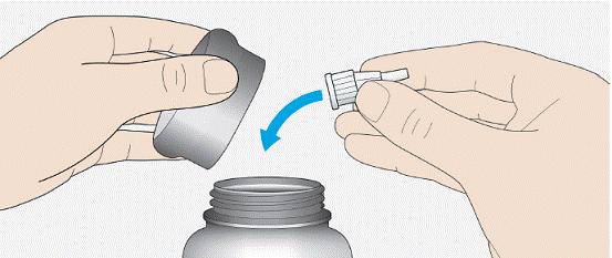 Throw away the used needle in a puncture resistant
container - Illustration