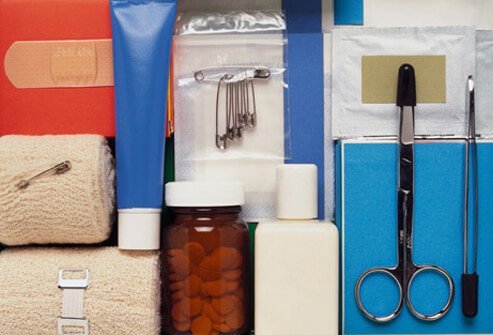 You can buy a travel first aid kit or make your own.