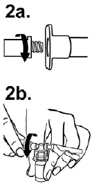 Screw the plunger rod into the barrel end of the syringe - Illustration