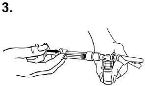 Transfer the diluent from the pre-filied syringe into the vial - Illustration