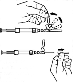 Lift up the safety cover and remove the clear plastic needle shield - Illustration