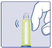 If there are air bubbles, tap the syringe gently a few times to let any air bubbles rise to the top - Illustration