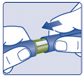 Pull off the outer needle cap. <b>Do not</b> throw it
away - Illustration