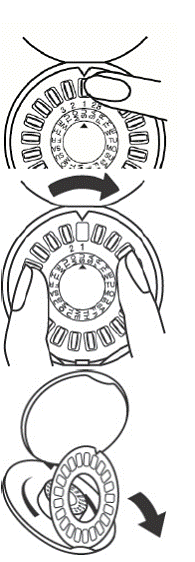 Turn the dial to the pill “1” position - Illustration
