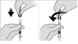 Remove the cap from the syringe barrel - Illustration