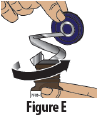 Use the blue plastic cover to slowly peel away the the metal foil from the grey rubber stopper in a circular motion - Illustration
