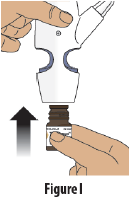 Gently push glass vial into the bottom of the nasal sparay device - Illustration