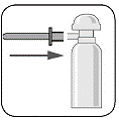 Push the applicator firmly onto the nozzle of the canister - Illustration