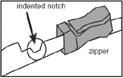  Make sure the single patient-use container
within the foil is moved completely away from the dotted line  - Illustration