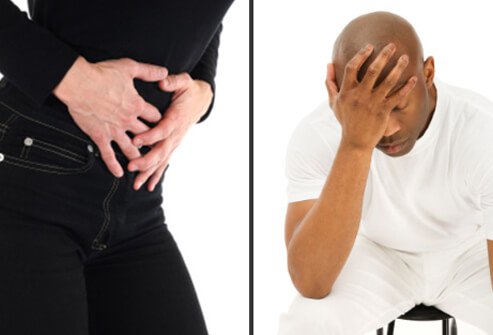 Men and women with UTIs may experience pain in certain areas.