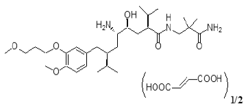 Aliskiren hemifumarate Structural Formula Illustration