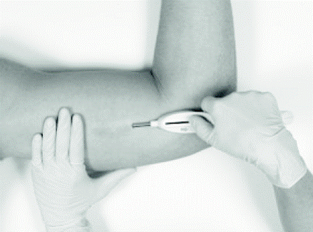 Swab the area above and around the previous implant with topical antiseptic - Illustration.